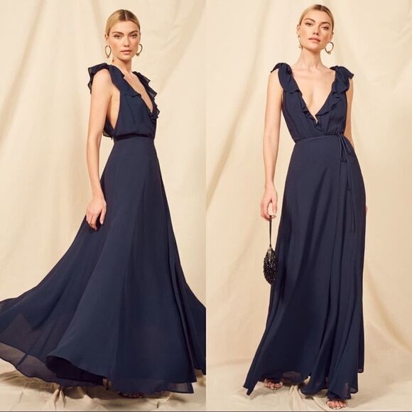 Reformation Peppermint Maxi Dress in Navy size XSP - Picture 15 of 16